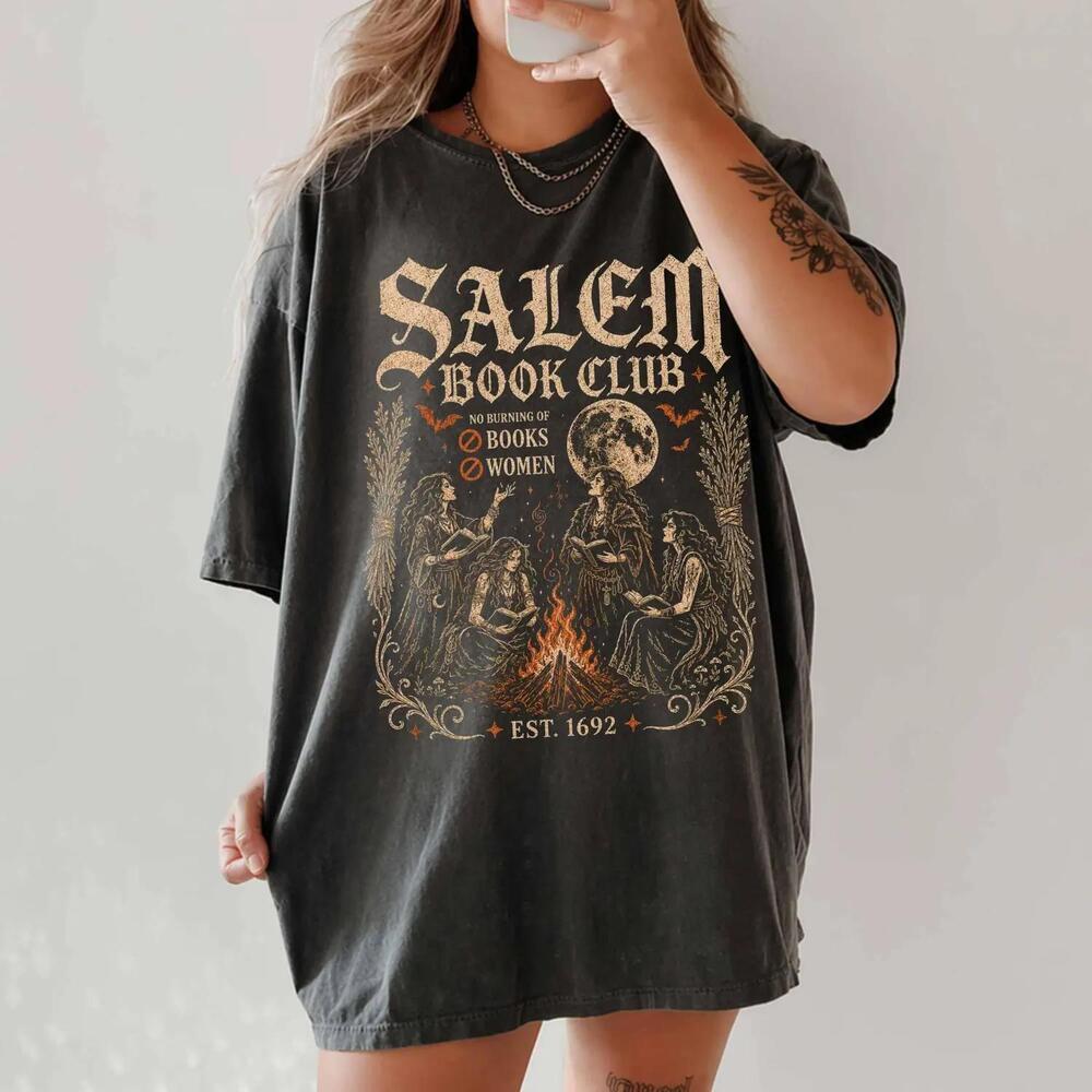 Witchy Book Club Salem Witches Halloween Shirt, Spooky Girl Reading Shirt